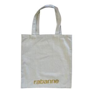 NWOT Rabanne Light Gray Gold Logo Unisex Tote Bag
